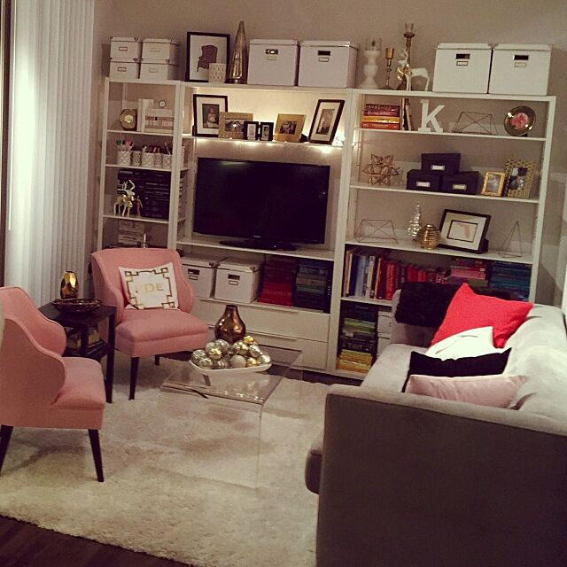 My Shelf,Shelf,bookshelf,living room,gold,White,Pink,IKEA,tablescape,DIY,ホワイト,本棚,金,ピンク KelletteJaxの部屋