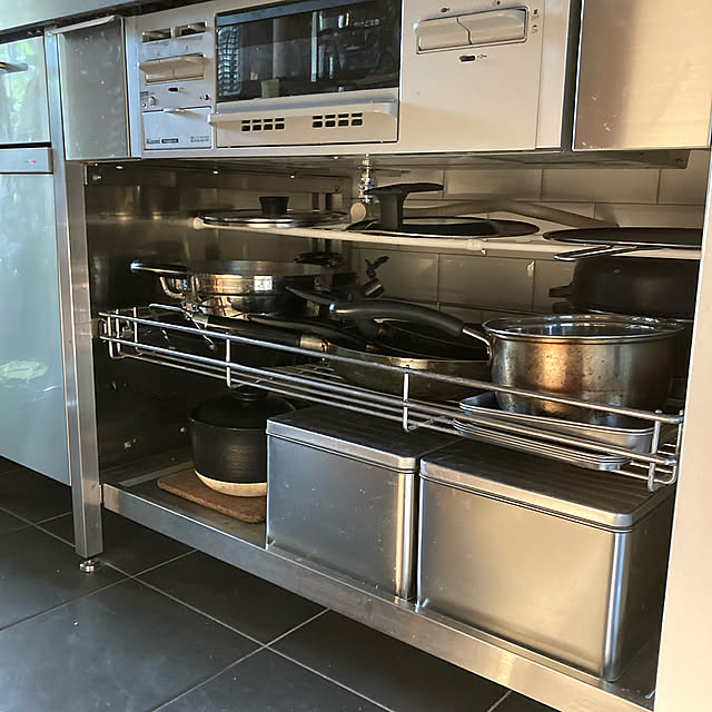 ゲートスタイルキッチン,永大キッチン,ステンレスキッチン,鍋蓋収納,コンロ下,つっぱり棒,Kitchen kan2の部屋