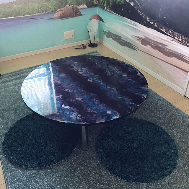 円テーブル,DIYテーブル,My Desk bluecosmosの部屋