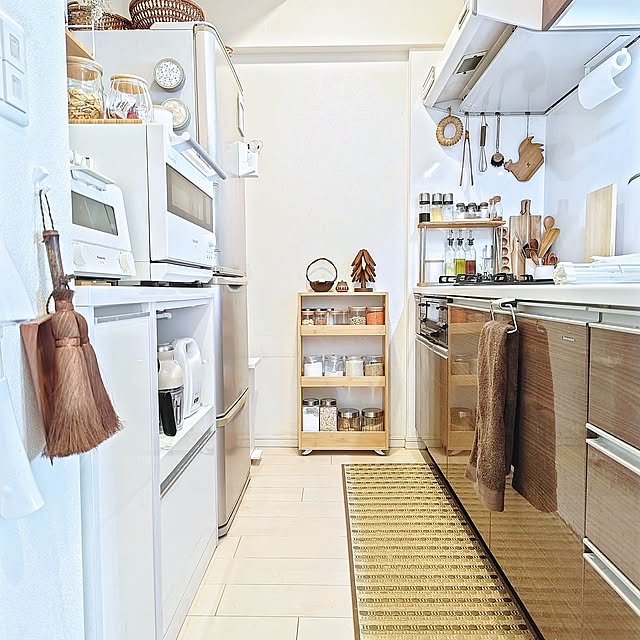 Kitchen,買ってよかったもの,無印良品,一人暮らし,2024.12.12,調味料収納,調味料棚,乾物収納,ウッドスリムワゴン大,マンション YuriYuriの部屋