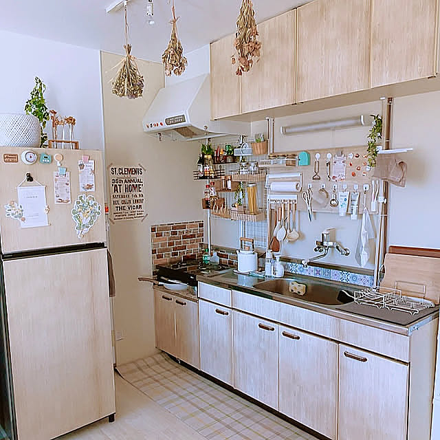 Kitchen,ナチュラル,雑貨,100均,一人暮らし,ニトリ,セリア,ドライフラワー,プチプラ,みせる収納 Hazukiの部屋