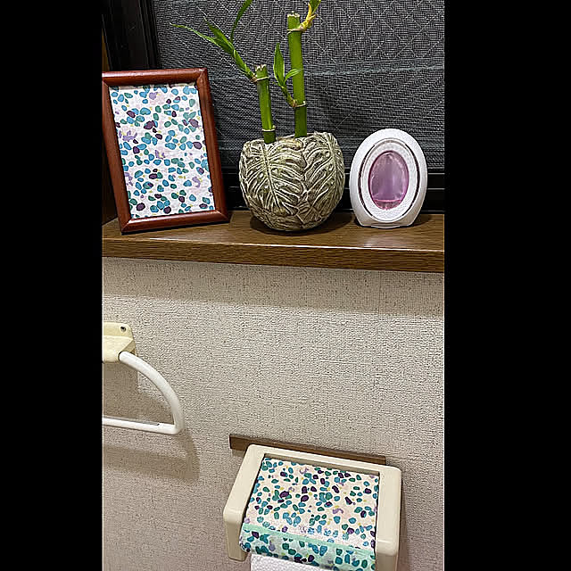 子供のいる暮らし,子供がいる家,観葉植物,年子育児,雑貨,100均,ハンドメイド,DIY,キャンドゥ,デコパージュ液,ビフォーアフター♡,Bathroom maat217の部屋