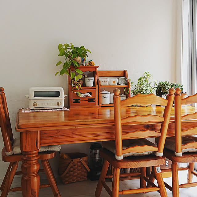 My Desk,ニトリ,かご収納,賃貸でも楽しく♪,三階建て,かご大好き,グリーンのある暮らし,BRUNOトースター,ダイニングテーブル,大きいダイニングテーブル,PAILX Happy-smileの部屋