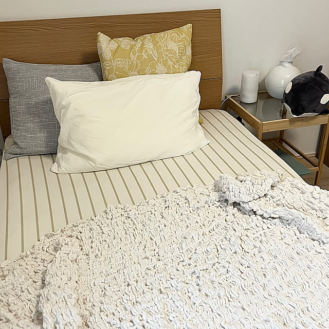 Bedroom,しまむら,ナチュラル,一人暮らし,1K,楽天,一人暮らし 1K,クッションカバー,デコホーム Hanaの部屋