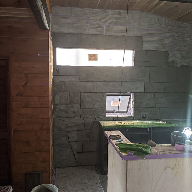 Kitchen,リノベーション,板張り,モルタル造形,職人技 buchimaruの部屋