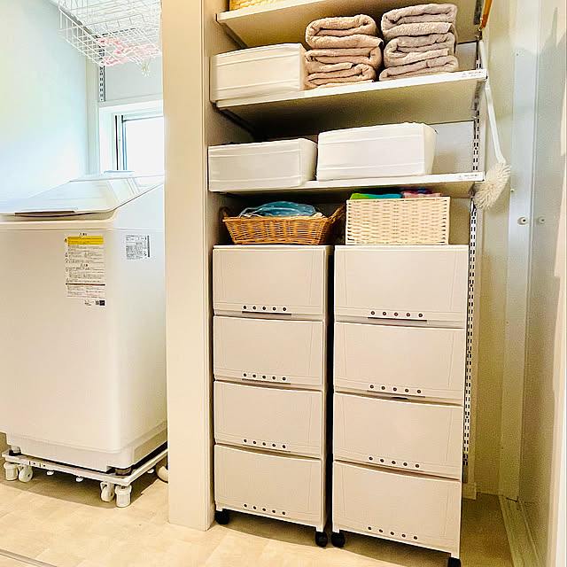 稼働棚,IKEA,衣装ケース,天馬,脱衣所,子どものいる暮らし,My Shelf,洗濯機置き台,洗濯機周り,整理整頓,衣類収納,スクッブ ayyuの部屋