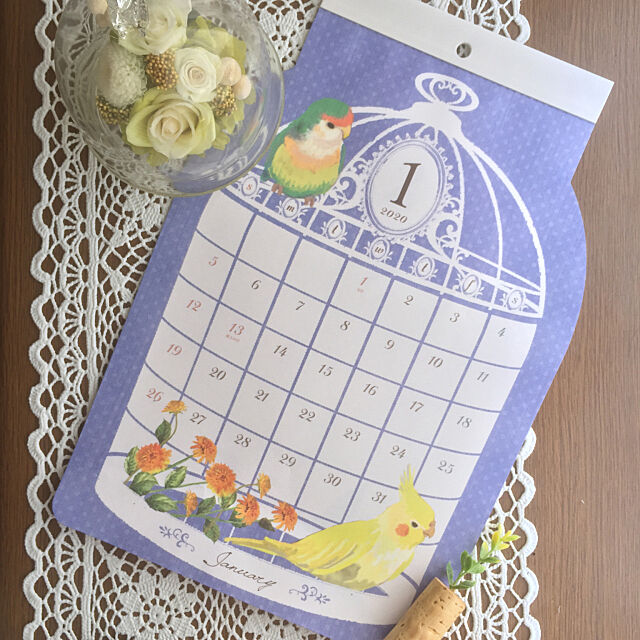 鳥かご,2020年版,カレンダー,セリア,2019.8.30,新商品,My Desk me_sweetの部屋