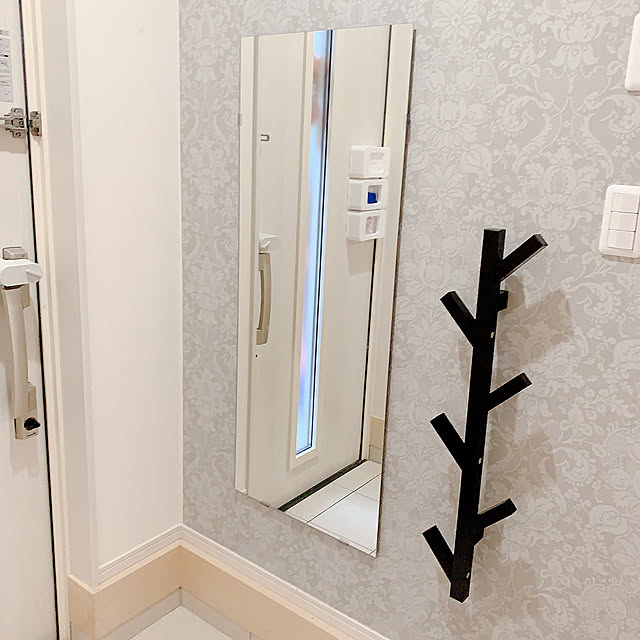 Entrance,ミラー,ミラー壁掛け,全身鏡,ウォールハンガー,IKEA,建売,建売住宅,100均 yun.mkrの部屋