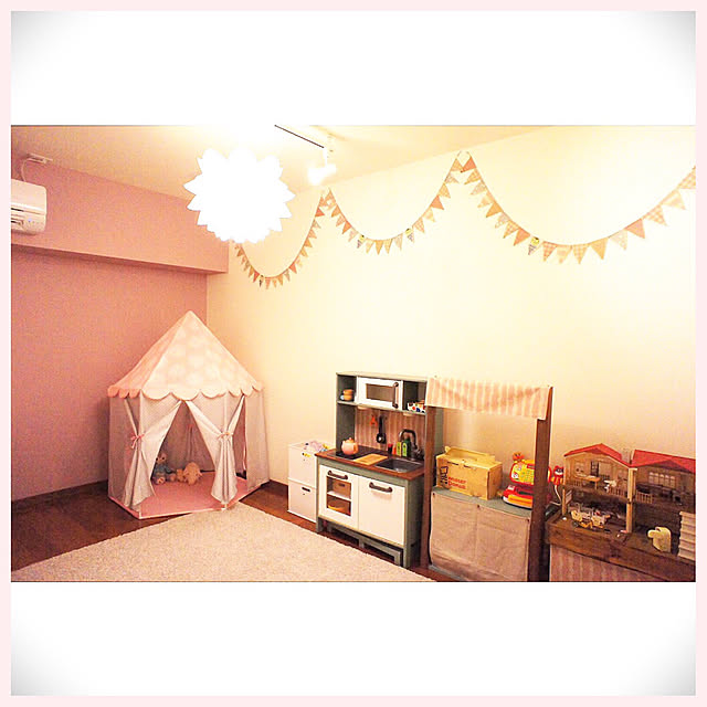 Overview,KNAPPA,フラッグガーランド,パビリオンテントルナ,パステルカラー,ニトリ,IKEA,アクセントクロス ピンク Korashの部屋