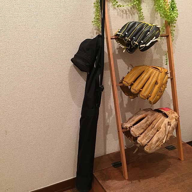 Entrance,カラーボックスリメイク,カラーボックス,野球道具収納,ラダーＤIY,ラダー,観葉植物,100均,DIY,フェイクグリーン,ハンドメイド atikoの部屋