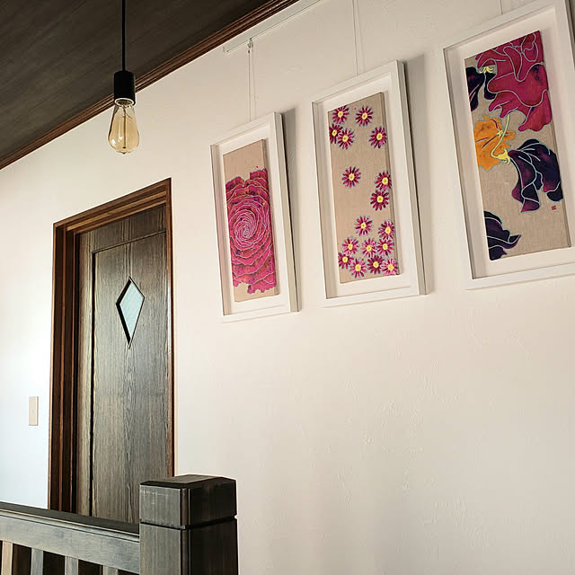 Entrance,日本画,壁にアート,ピクチャーレール,造作ドア,しおじ突板ドア retrospectivejapanの部屋