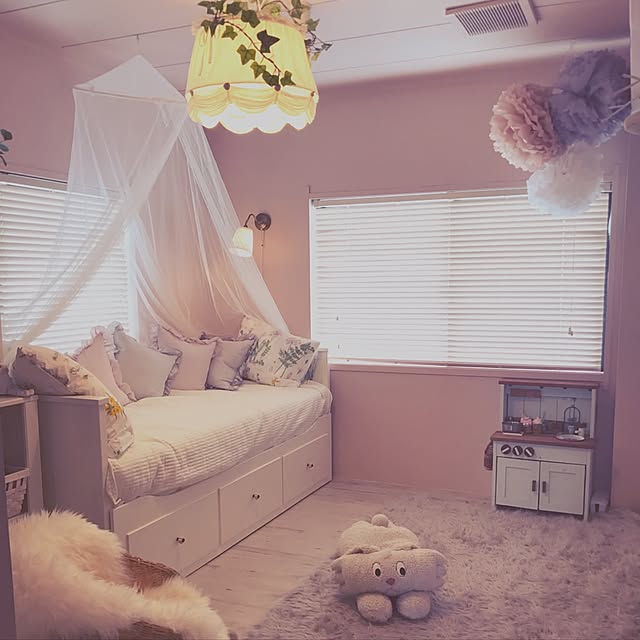 Bedroom,フレンチシャビー,ガーリッシュ,甘すぎない,シンプル,5歳児の部屋,大人になっても使える落ち着いた色の部屋,和室を洋室に,ピンクベージュな壁色,ピンクの壁,セルフリノベーション,和室リフォーム,女の子部屋,子供部屋 DIY,DIY appleの部屋