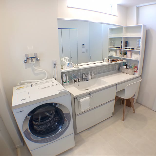 Bathroom,シーライン,Panasonic,観葉植物,パナソニック,無印良品,LIXILタイル,キューブル,IKEA,タイル,boconcept,グレータイル kaoru224の部屋