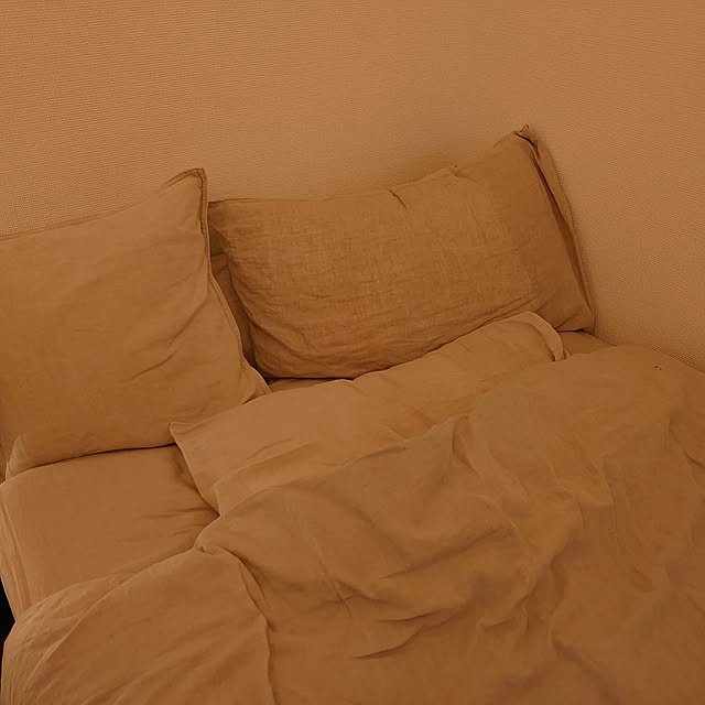 Bedroom,ナチュラル素材,リネン,リネンの布,無印良品,麻平織掛ふとんカバー,麻平織,麻平織ボックスシーツ Orange_forkliftの部屋