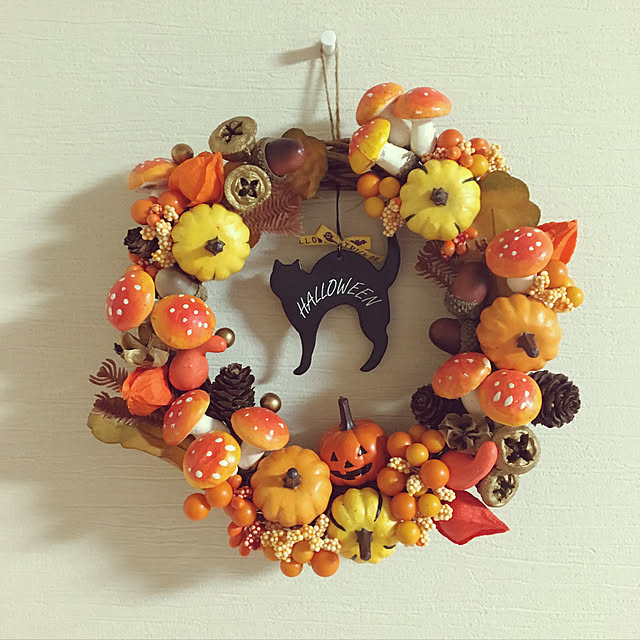 ハロウィン,セリア,ハンドメイド♡,リース,ハロウィンリース,100均,ダイソー,ナチュラルキッチン soraの部屋