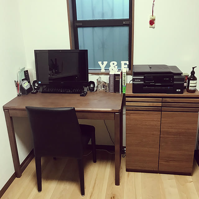 デスク,シンプルモダン,ダークブラウン,パソコンスペース,パソコンデスク,ニトリ,My Desk Ericakの部屋