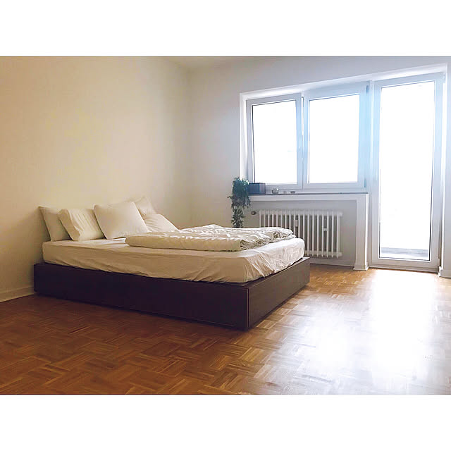 無印良品ベッド,IKEA,賃貸,そうじしやすく,Bedroom Mugiの部屋