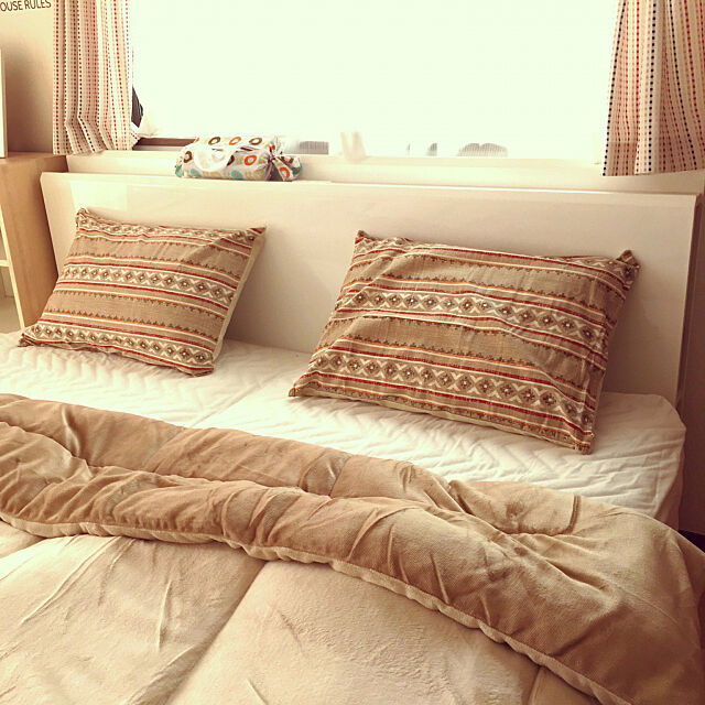 Bedroom,クイーンサイズ,ベッド,秋仕様,秋冬仕様に,秋冬バージョン,模様替え,ニトリ,寝具 aの部屋