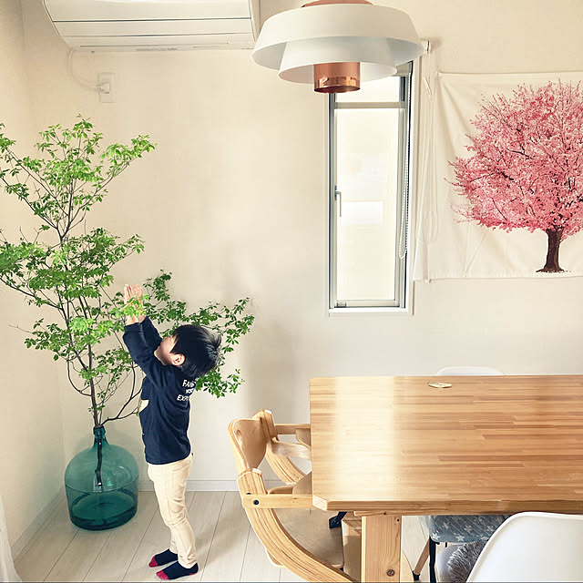 DIY,タペストリー,北欧,イームズチェア,デミジョンガラスボトル,ドウダンツツジ,Lounge shiho...の部屋
