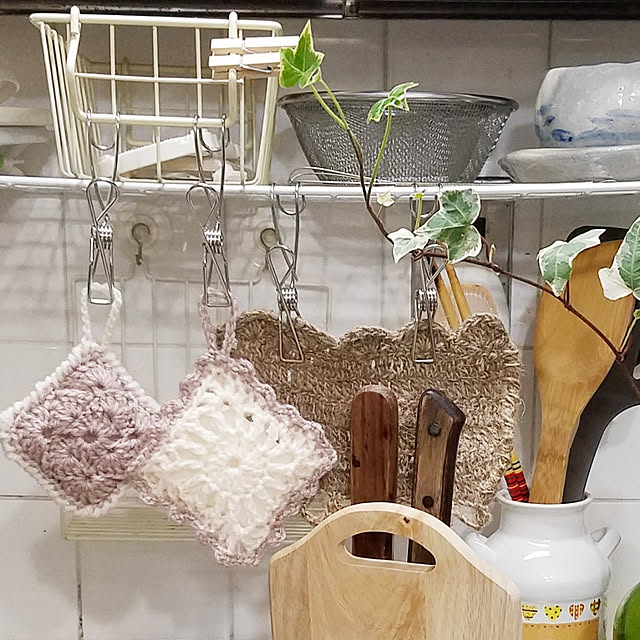 Kitchen,アクリルたわし,麻紐で編み物,ハンドメイド miccyoの部屋