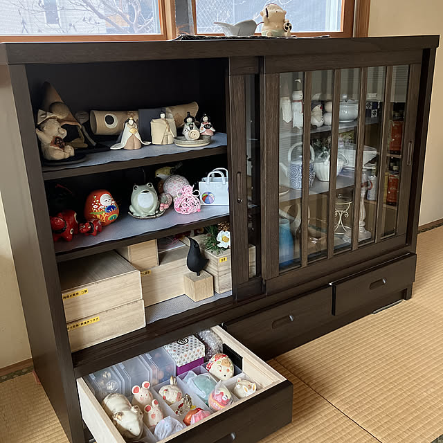 和室,季節の雑貨,ディスプレイしながら収納,水屋風箪笥,雑貨を楽しむ,雑貨収納,雑貨,季節を感じる暮らし,季節を楽しむ,Bedroom ikubooの部屋