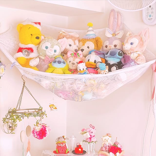 On Walls,かわいいアイテム,お気に入り,癒し,夏,RCの出会いに感謝♡,RCに感謝❤︎です,皆さんに感謝です(*˙˘˙*)ஐ,自分らしい部屋作り,お気に入りに囲まれた暮らし,ハンモック収納,ダッフィーフレンズ,スティチ,プーさん mariaの部屋