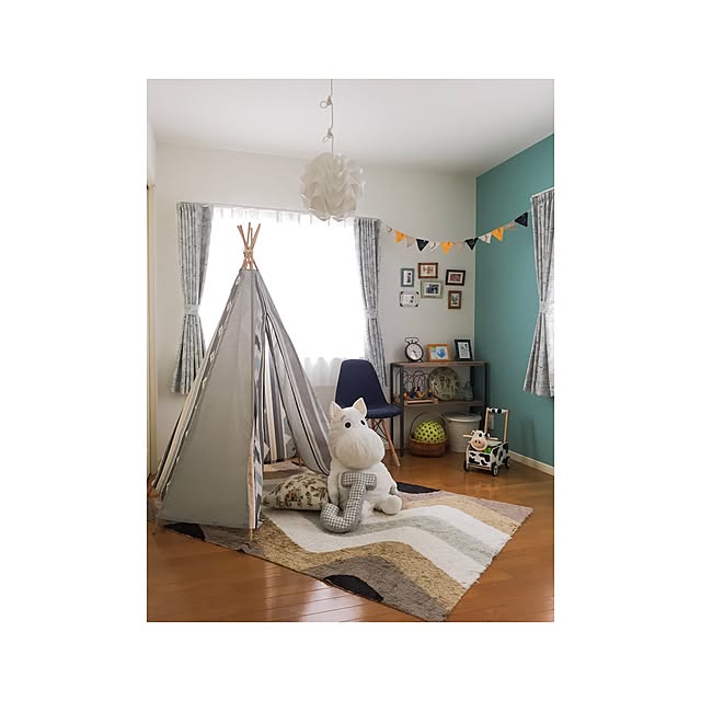 Bedroom,北欧インテリア,子ども部屋,ティピーテント,中古住宅,こどもと暮らす。,中古一戸建て,キッズスペース,リノベーション,ニトリの布団カバー,ムーミン yanの部屋