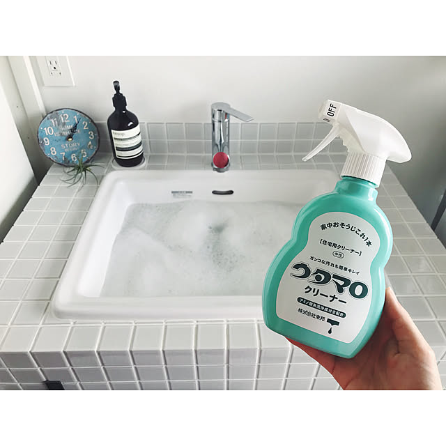 Bathroom,タイル,洗面所,ウタマロクリーナー,グリーンのある暮らし,インテリア,中庭のある家,新築一戸建て,新築,平屋 km_home17の部屋