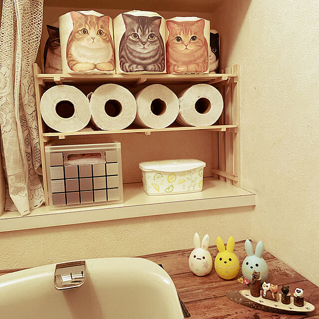 フェリシモ猫部のトイレットペーパー,簡単DIY,トイレのストック収納棚,10分でできる,猫雑貨♡大好き,イベント参加♡,My Shelf naworinの部屋