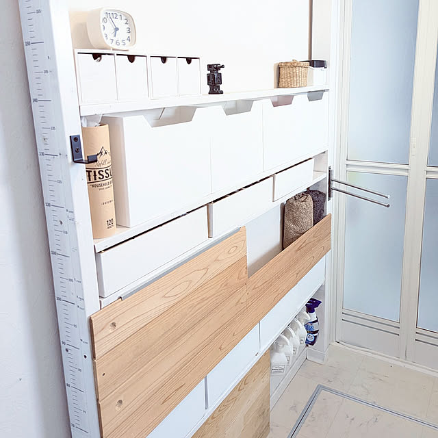 Bathroom,100均,下着収納,DIY,2×4,ニトリ,セリア,バスタオル収納,ディアウォール,デッドスペース,RoomClip mag 掲載 mmmの部屋