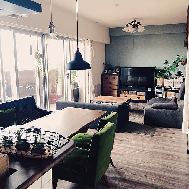 カリモク60,男前,マンションインテリア,セルフリノベ,観葉植物,DIY,カフェ風,ダイニングソファ,ウォールナット家具,Overview,ベランダリビング tomoの部屋