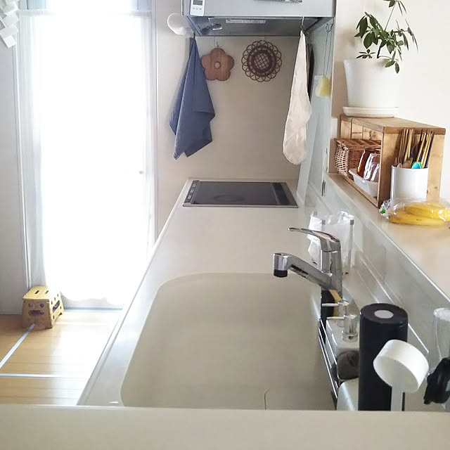 Kitchen,ジョージジェンセン,無印の布巾,ナチュラルインテリア,キッチンリセット,勝手口,鍋敷き kaoriの部屋