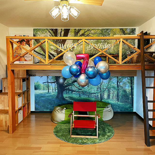 秘密基地,誕生日の飾り付け,森の壁紙,ツリーハウス風,森の中のイメージ,ロフトDIY,こども部屋,いつもイイね！ありがとうございます♪,Room Clipとの出会いに感謝✳︎,Overview mamの部屋