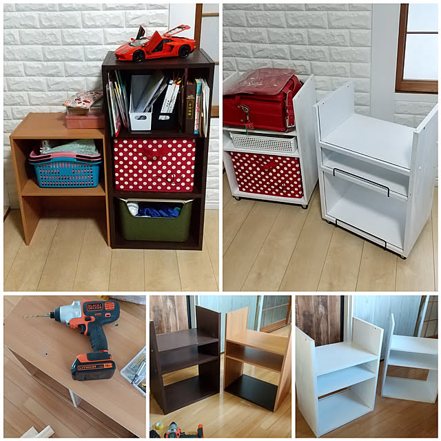 My Shelf,セリア,DIY,収納,カラーボックス,カラボ,リメイク,ランドセル,学校用品,小学生,姉弟,子供部屋 TSUKIの部屋