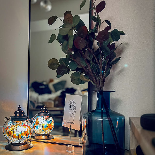Lounge,IKEA花瓶,IKEAフェイクグリーン,IKEA,フラワーベース,B-COMPANY,ランタン風照明,ポストカードディスプレイ tamu_yの部屋