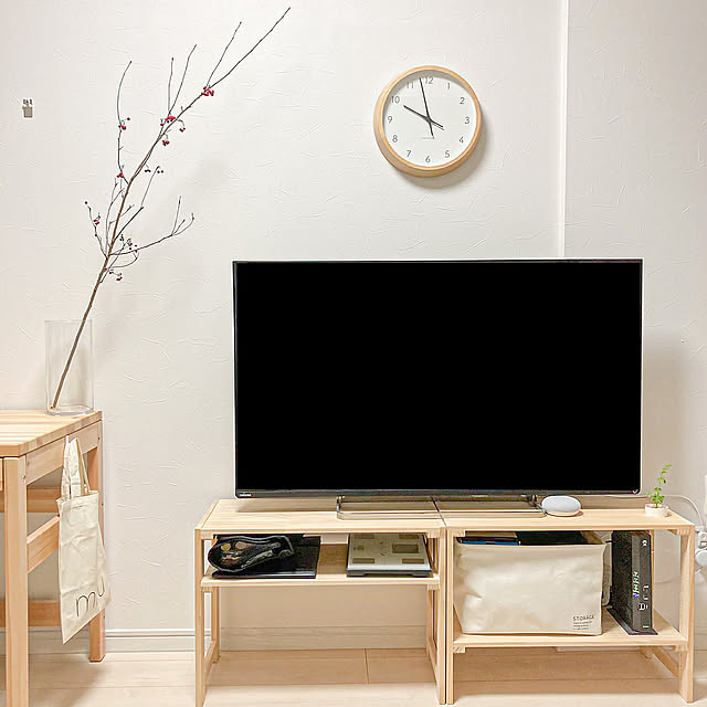 枝もの,野バラの実,無印良品,ナチュラル,一人暮らし,北欧,ドライフラワー,シンプル,花のある暮らし,Google Home,スマートスピーカー,ニトリ,観葉植物,Lounge subakoの部屋