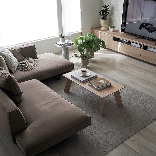 Lounge,茶系インテリア,ブラウンインテリア,カシワバゴムノキ,カラテアオルビフォリア,観葉植物のある暮らし,観葉植物,北欧雑貨,北欧インテリア,ジャパンディに憧れる,ジャパンディインテリア,海外風インテリア,ig→sh.atyou,楽天ROOM→LOVE YOU sh.atyouの部屋