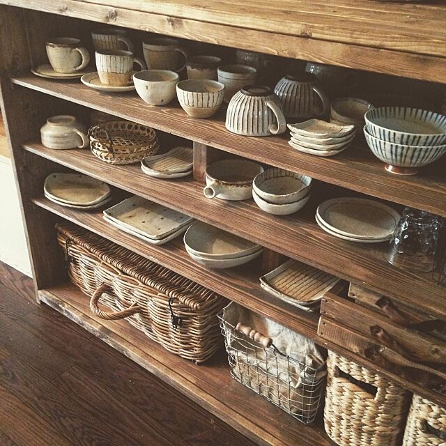 My Shelf,rutawa rawajifu,和食器好きです♡,食器棚DIY,賃貸でも楽しく♪,インスタ→chii_ne noroの部屋