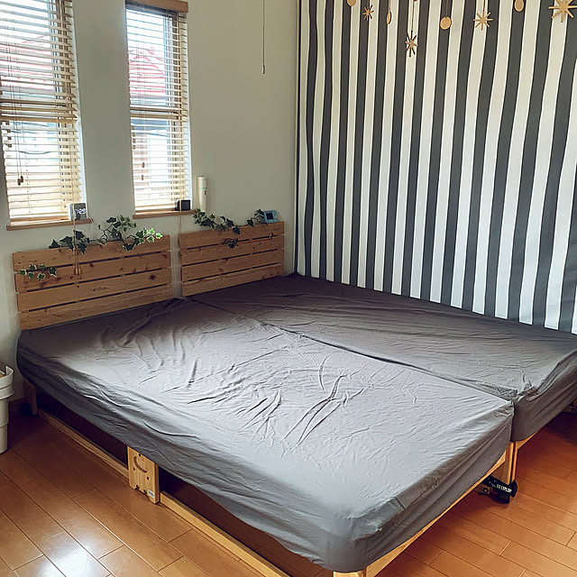 Bedroom,折り畳みマットレス,ベルメゾン,キャスター付き,すのこベッド,折り畳みベッド,折りたたみ式,イベント参加,すのこ,ヘッドボードDIY kaerunoameriの部屋