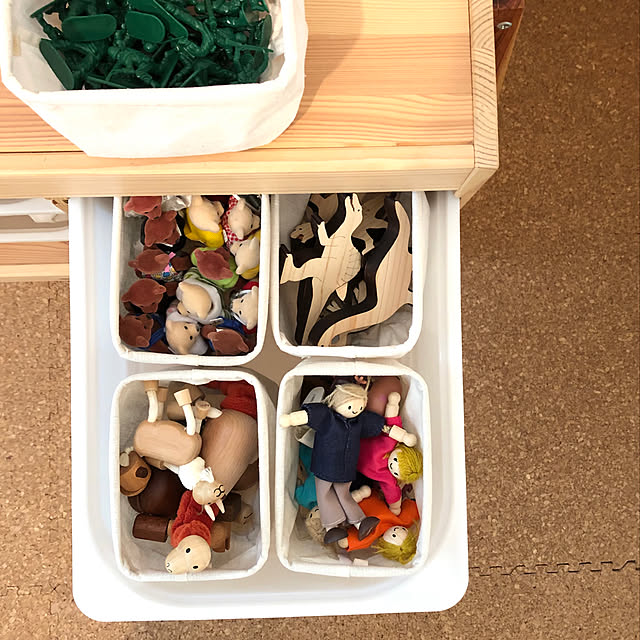 木のおもちゃ,キッズスペース,子供部屋,IKEA,トロファスト,おもちゃ収納,小物収納,100均,セリア,こどもと暮らす。,My Shelf,ニトリ,コルクマット,木が好き ctscandyの部屋