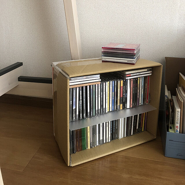 My Shelf,段ボール活用,一人暮らし,築20年,音楽のある生活 tnの部屋