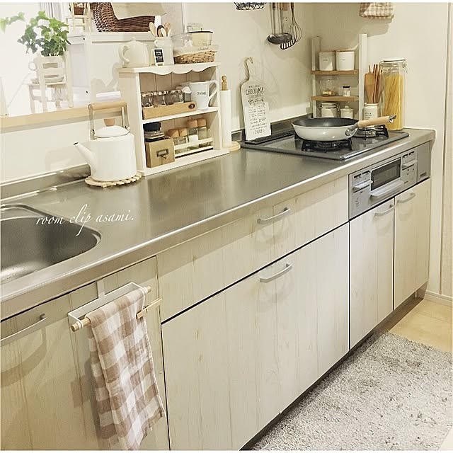 Kitchen,いつもいいねやコメありがとうございます♡,ナチュラル*,セリア,ニトリ,キッチンタオル asami.の部屋