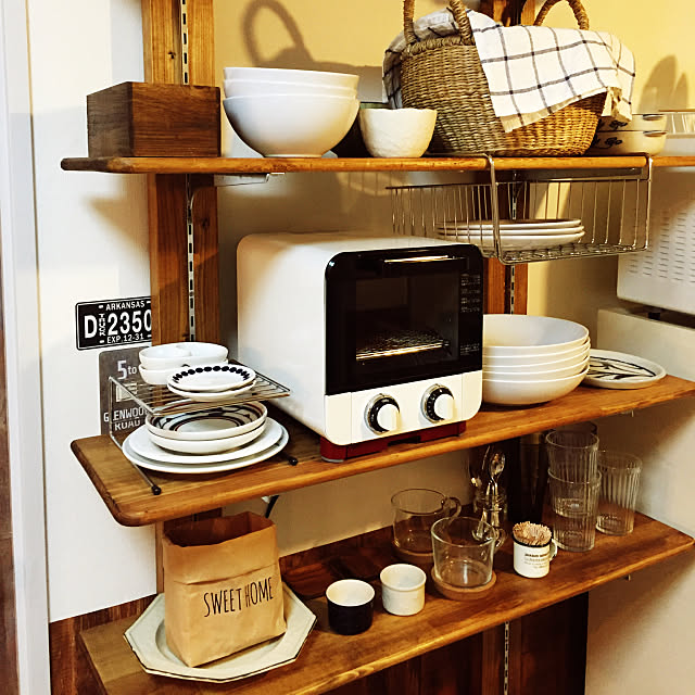 My Shelf,トースター,ディアウォール棚,棚 DIY,セリア,紙袋リメイク momijiの部屋
