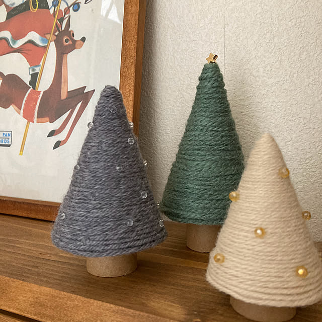 Entrance,毛糸でツリー,ハンドメイド,手作り,クリスマス,雑貨大好き,木の温もりが好き,いいね！ありがとうございます♡,好きな物に囲まれて暮らしたい♡,見てくれてありがとうございます(´∀｀),ナチュラル,２枚投稿です,クリスマスツリー kameの部屋