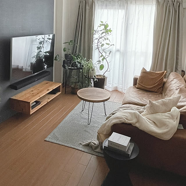 Lounge,無印良品,買ってよかったもの,IKEA,セリア,賃貸,壁面収納,2LDK,2人暮らし,賃貸でも諦めない！,グリーンのある暮らし,バックボードDIY,『RCカントリー倶楽部☆』,節電アイテム,節電,羽織れる電気ひざ掛け akoの部屋