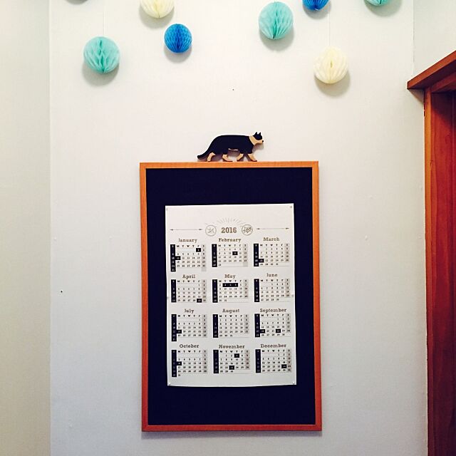 Bathroom,カレンダー自作,白黒猫,ハニカムボール,DIY FullCircleの部屋