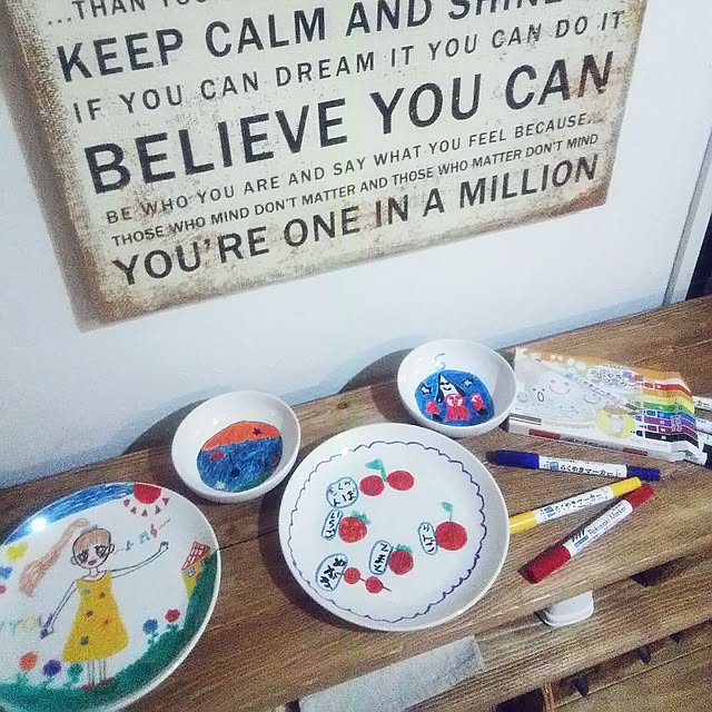 DIY棚,ジュートキャンバス,らくやきマーカー,子供達が書きました❤,2016.8.30 flannel.の部屋