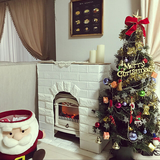 クリスマスツリー,マントルピース,暖炉風DIY,暖炉風ヒーター,木工雑貨,DIY,salut!,Lounge puriの部屋