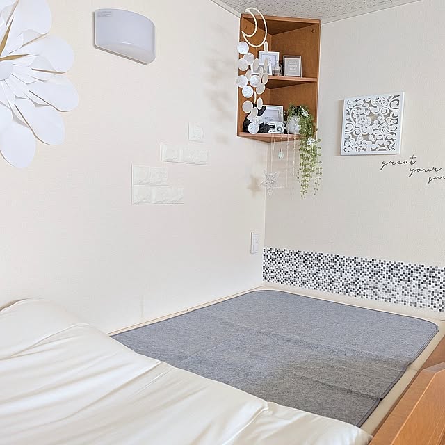 Bedroom,夏の暮らし準備,インテリア,ワンルーム,一人暮らし,1人暮らし,1K,1R,レオパレス,ひとり暮らし,賃貸インテリア,1K 1人暮らし,賃貸でも諦めない！,ひとり暮らしのインテリア,レオパレス21,一人暮らしインテリア,ひとり暮らしインテリア,レオパレスでも諦めない,レオパレスDIY,レオパレスインテリア,レオパレスだからできる事,ニトリ,洗える珪藻土・備長炭入り除湿シート,調湿,フランフラン,Francfranc,eスマイルスタイル,イブル,イブル敷きパッド megurinの部屋
