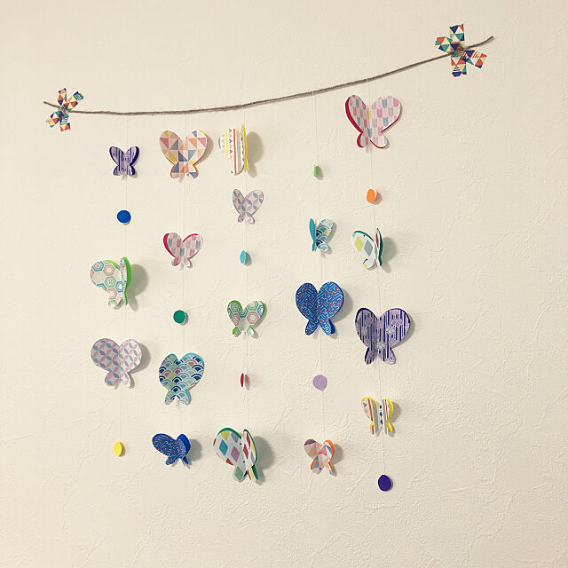 Lounge,可愛い♡,カラフル,蝶々,折り紙ガーランド,初節句の飾り作り maiの部屋
